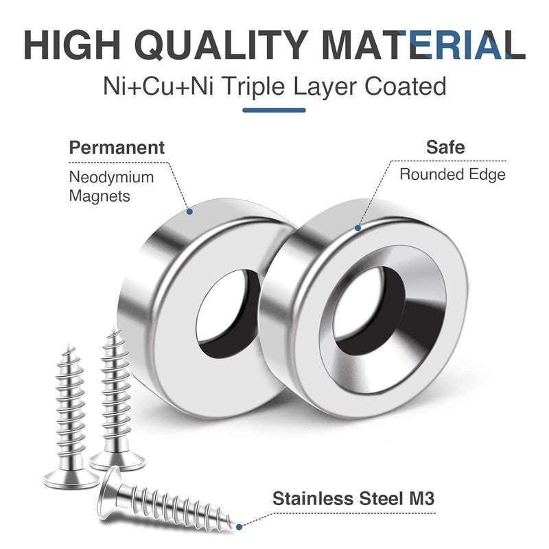 MIKEDE 36pcs Heavy Duty Rare Earth Magnets - 3 Sizes, Neodymium Disc Magnets with Hole for Locker, Tool Storage, DIY, Crafts (Screws Included) - Image 4